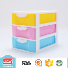 three layers 4 colors plastic drawer storage box with high quality